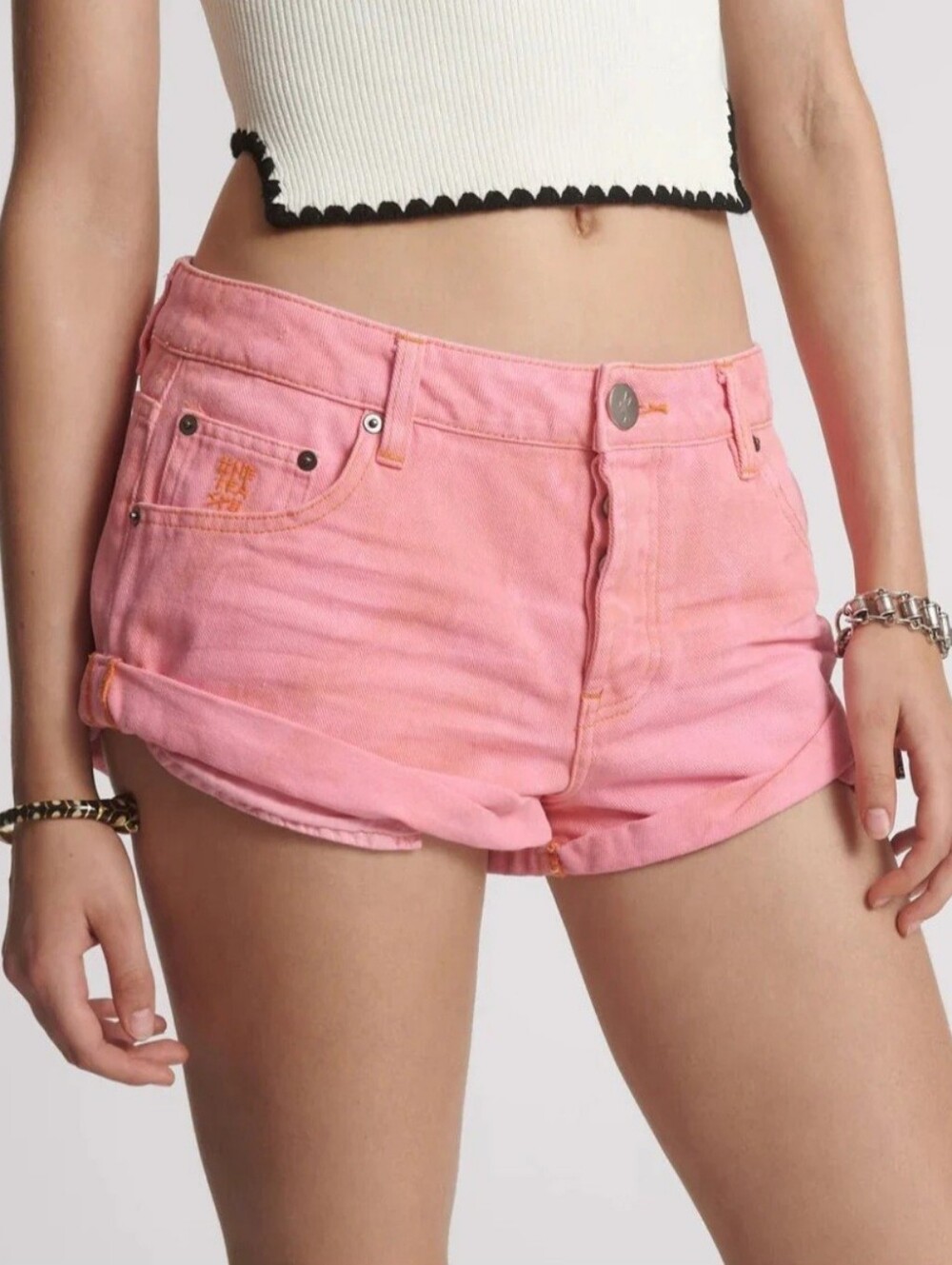 One Teaspoon Bandits Denim Shorts - Pink Kiss